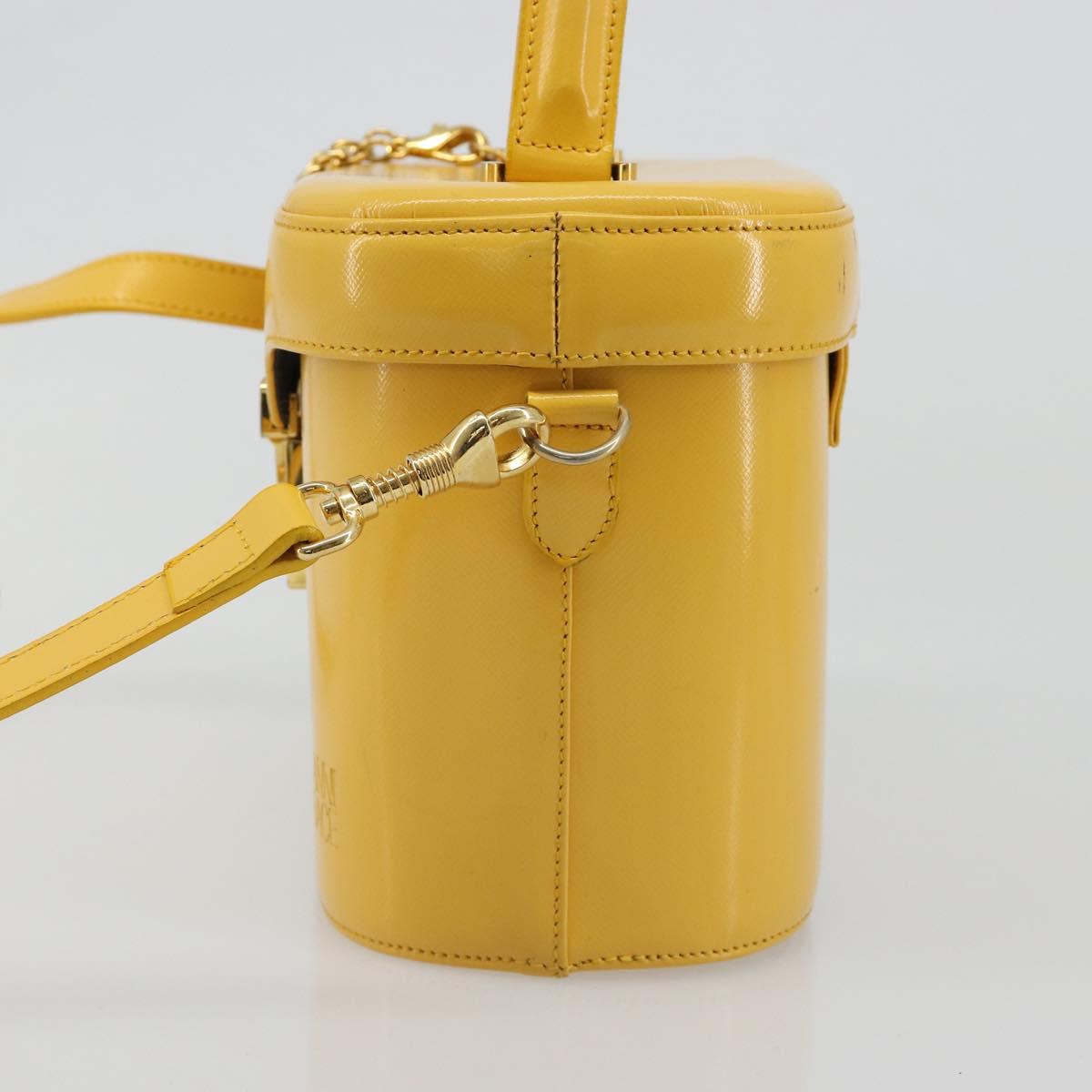 Gianni Versace Hand Bag Leather 2way Yellow Gold Auth BA13518