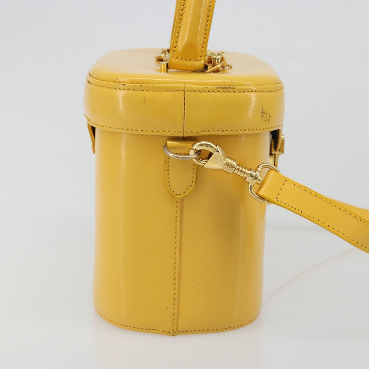 Gianni Versace Hand Bag Leather 2way Yellow Gold Auth BA13518