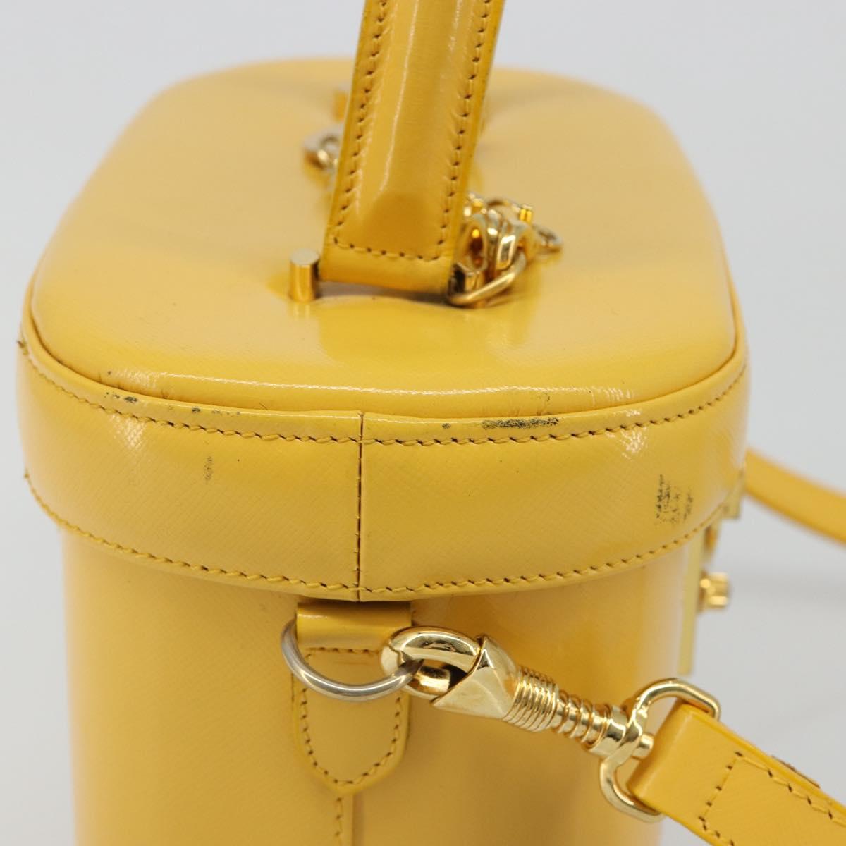Gianni Versace Hand Bag Leather 2way Yellow Gold Auth BA13518
