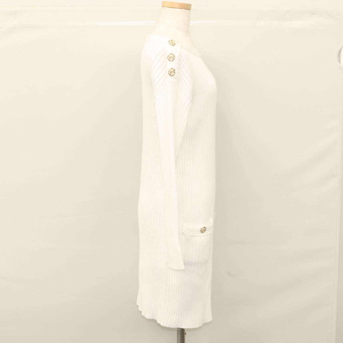 CHANEL One Piece Knitted Fabrics White CC Auth BA1351M