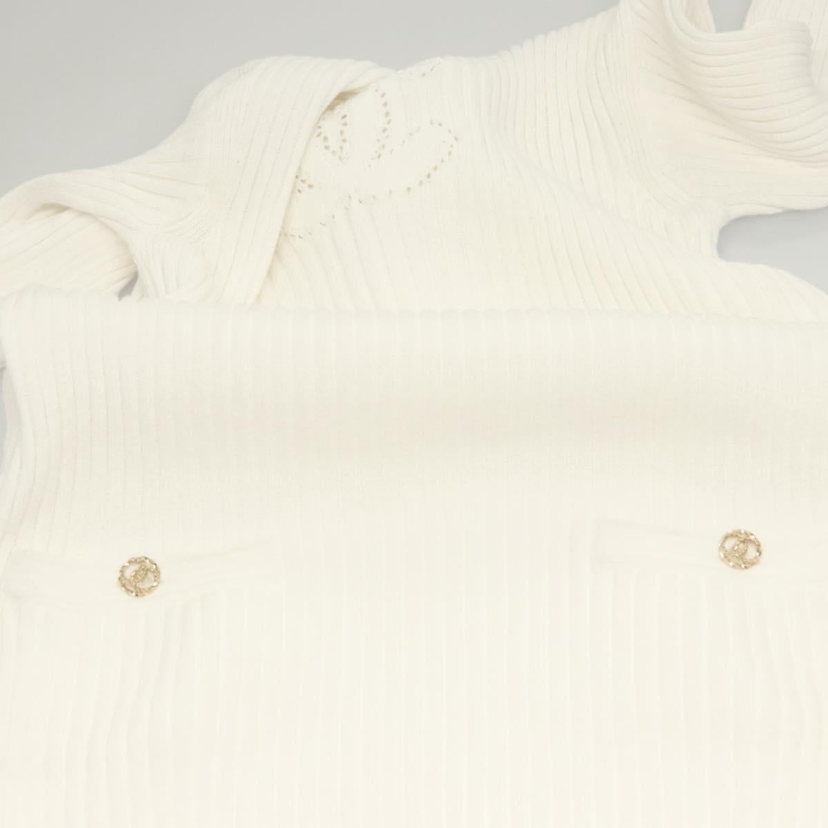 CHANEL One Piece Knitted Fabrics White CC Auth BA1351M