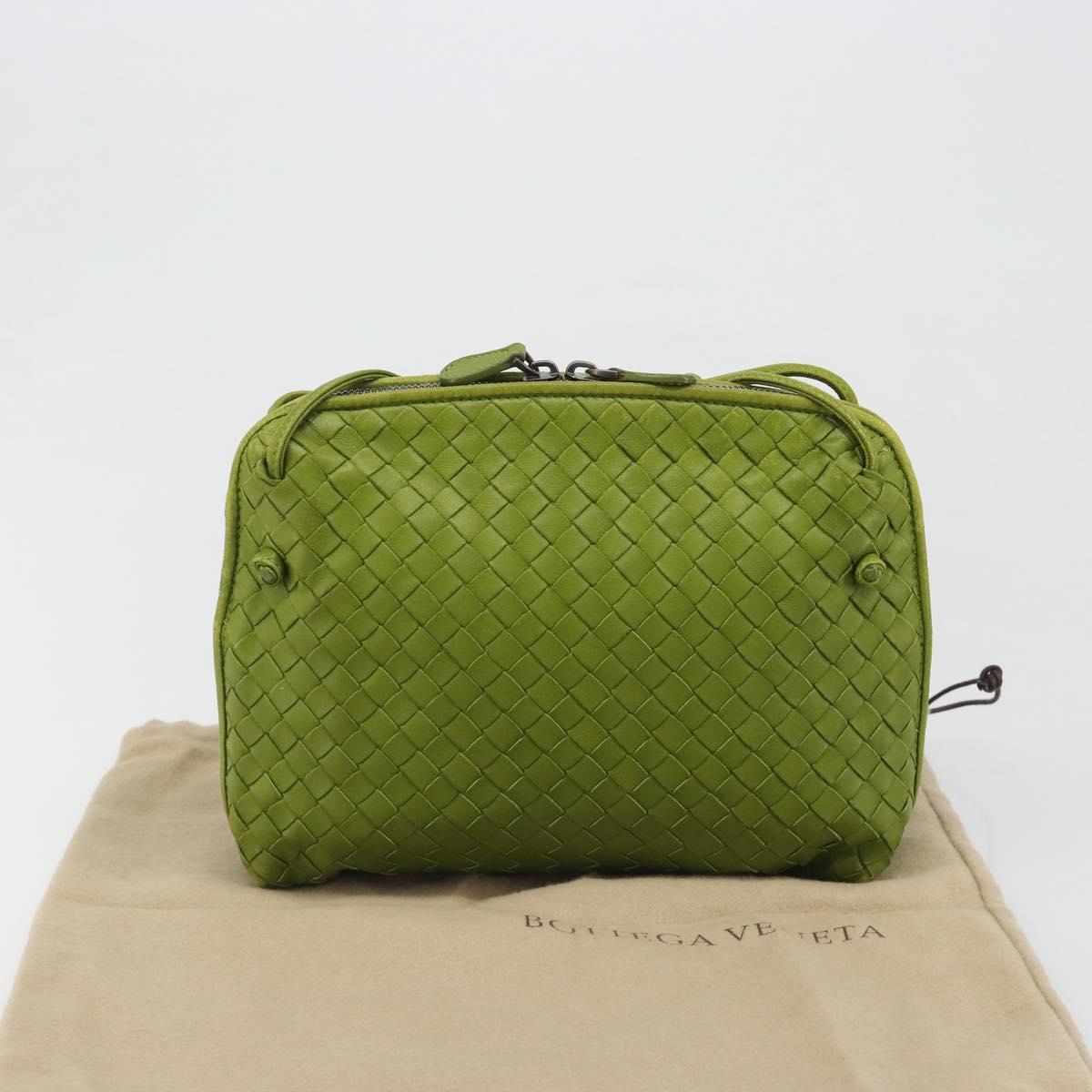 BOTTEGA VENETA INTRECCIATO Shoulder Bag Leather Green Auth BA13520V
