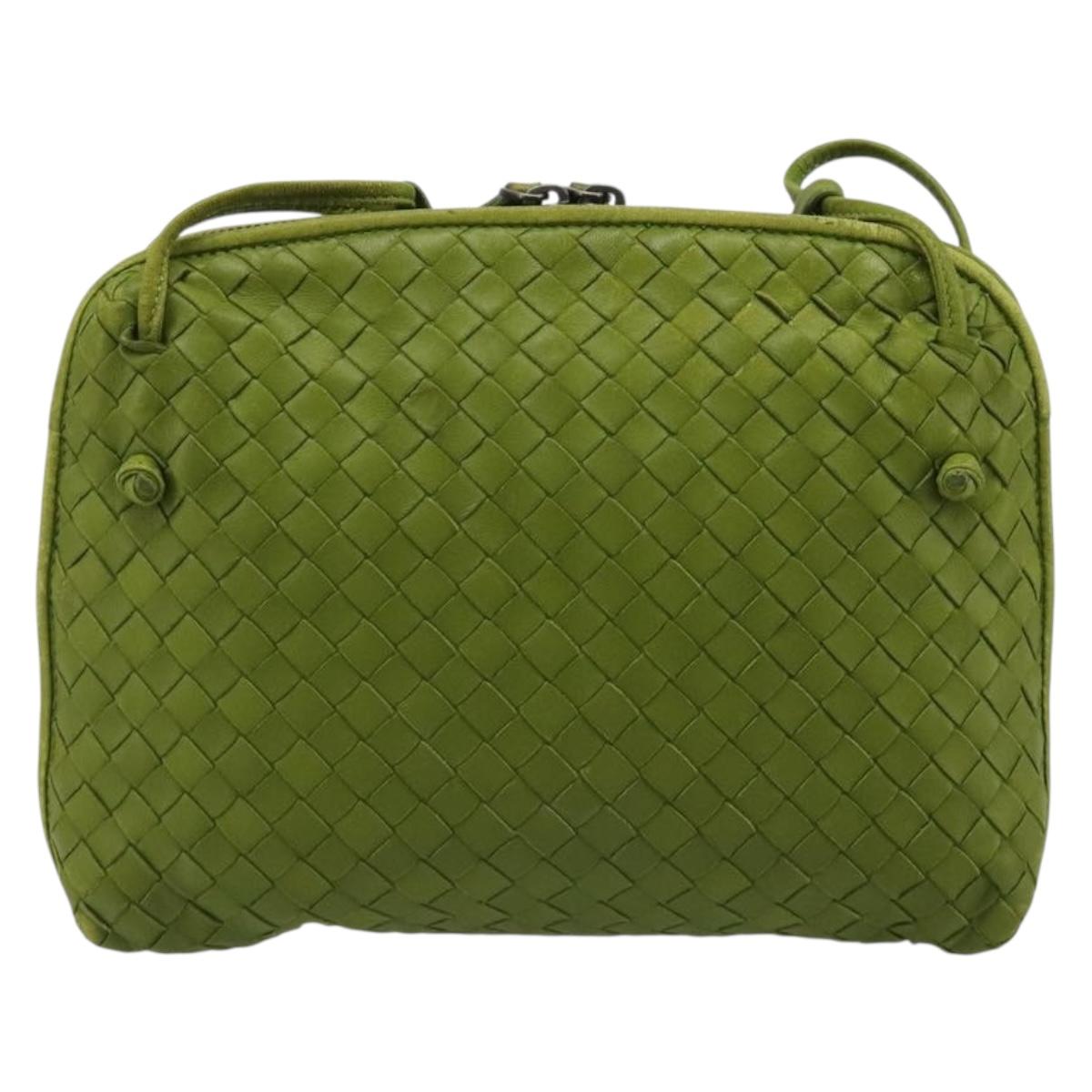 BOTTEGA VENETA INTRECCIATO Shoulder Bag Leather Green Auth BA13520V