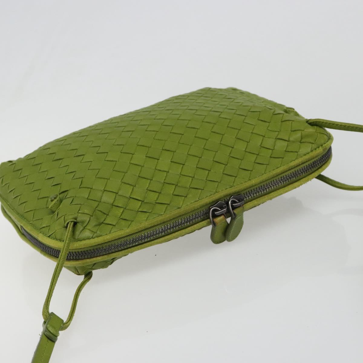 BOTTEGA VENETA INTRECCIATO Shoulder Bag Leather Green Auth BA13520V