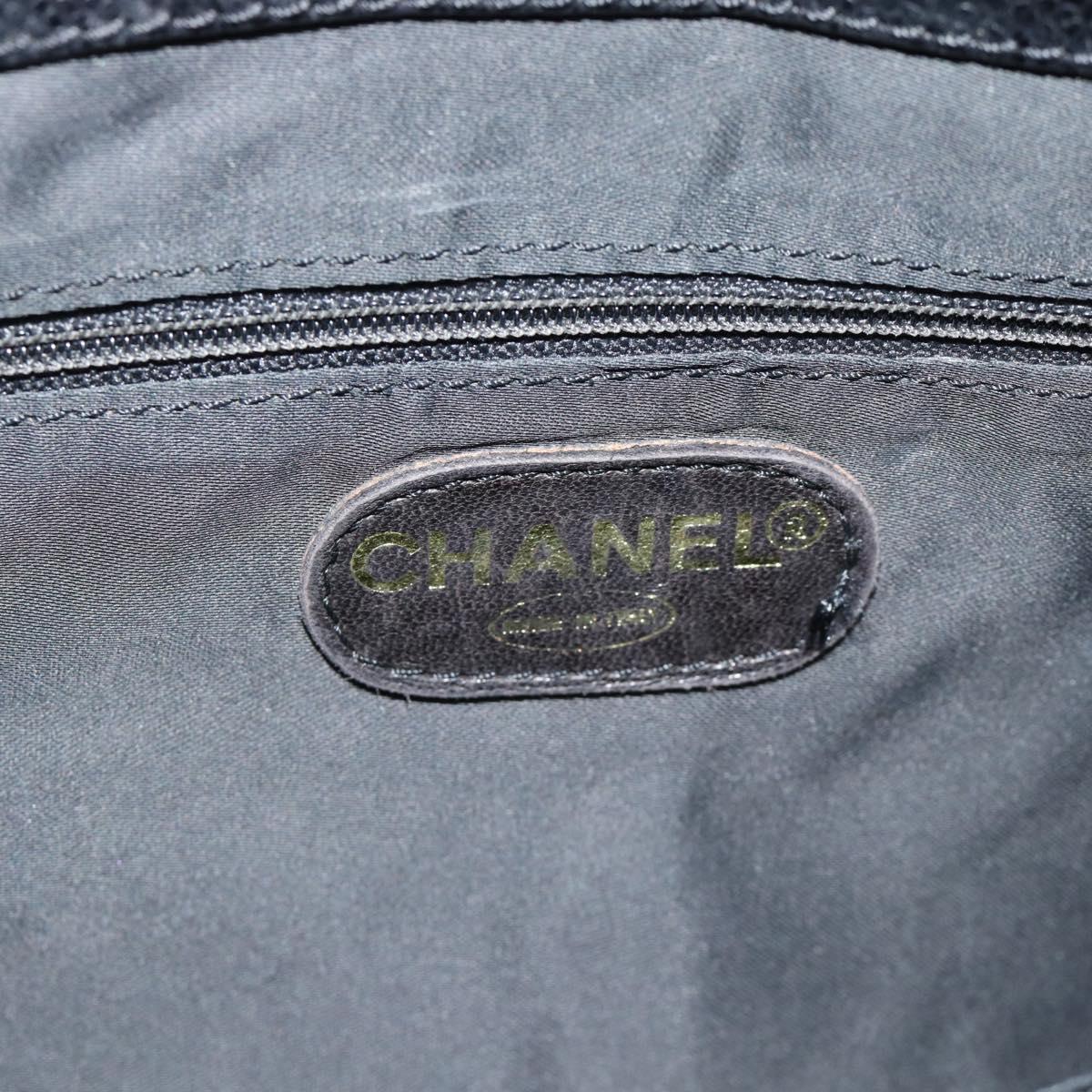 CHANEL Chain Matelasse Shoulder Bag Caviar Skin Black Gold CC Auth BA13522A