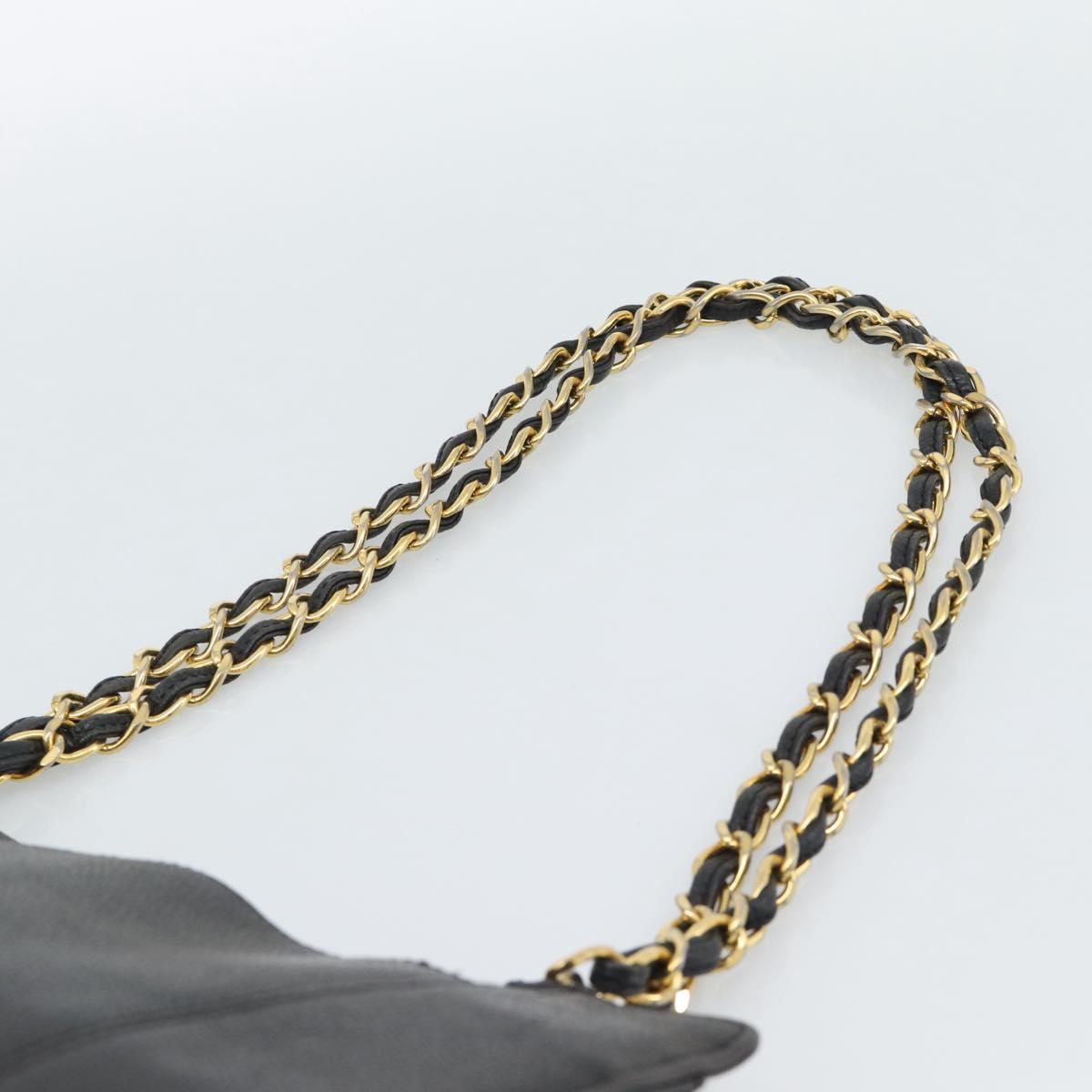 CHANEL Chain Matelasse Shoulder Bag Caviar Skin Black Gold CC Auth BA13522A