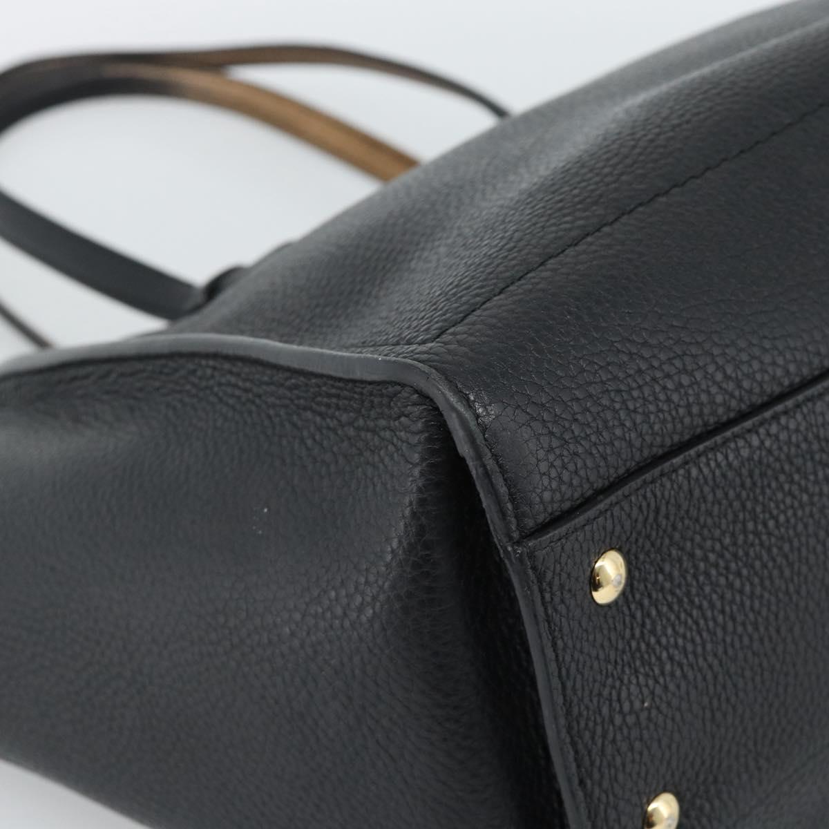 Salvatore Ferragamo Gancini Tote Bag Leather Black Gold Auth BA13523A