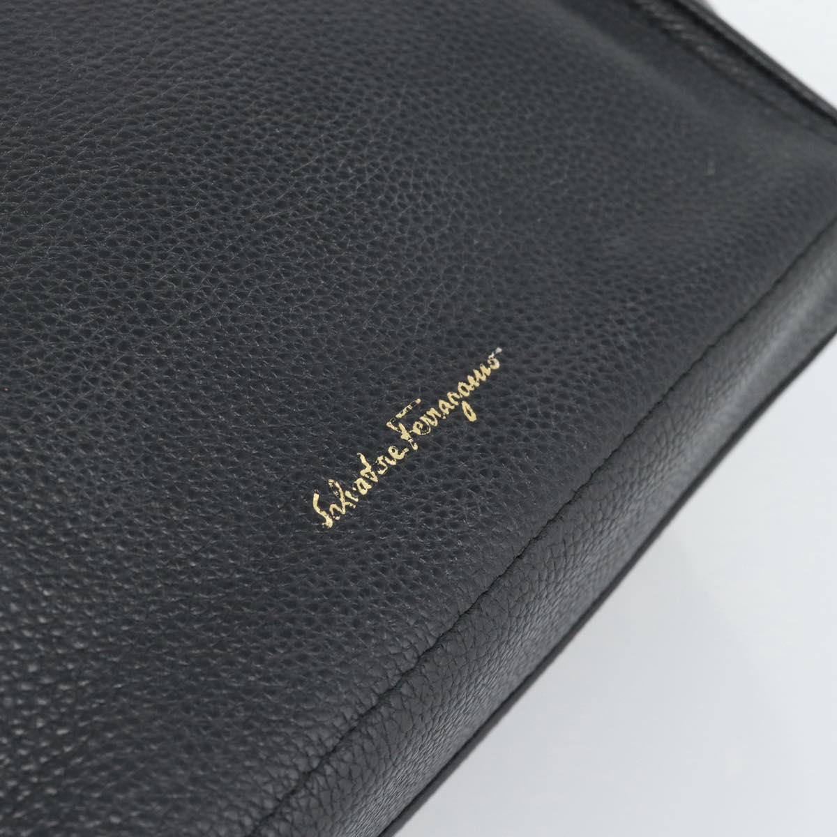 Salvatore Ferragamo Gancini Tote Bag Leather Black Gold Auth BA13523A
