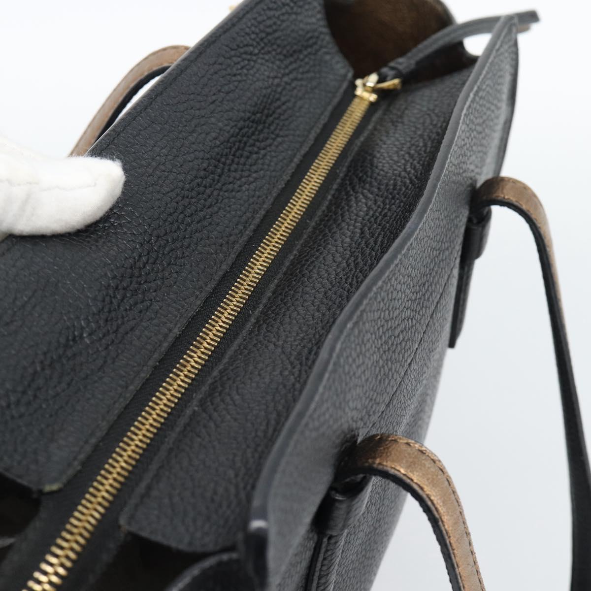 Salvatore Ferragamo Gancini Tote Bag Leather Black Gold Auth BA13523A