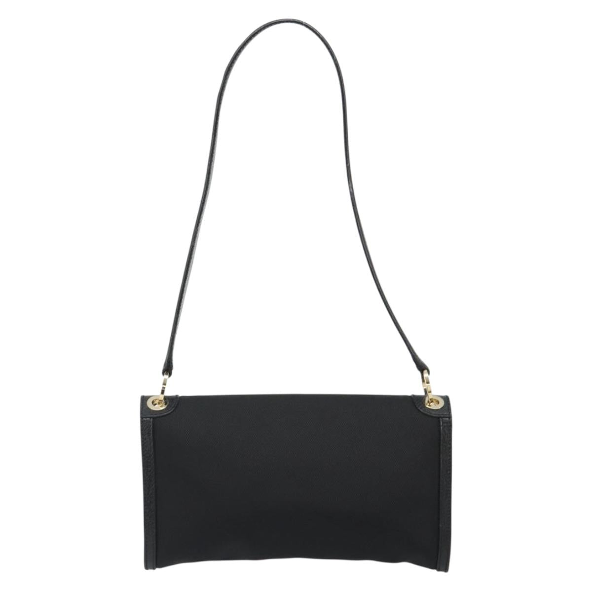 Salvatore Ferragamo Shoulder Bag Canvas Black Gold Auth BA13524V