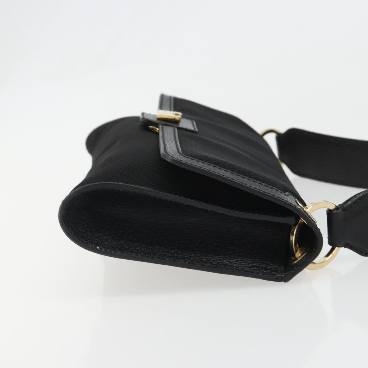 Salvatore Ferragamo Shoulder Bag Canvas Black Gold Auth BA13524V