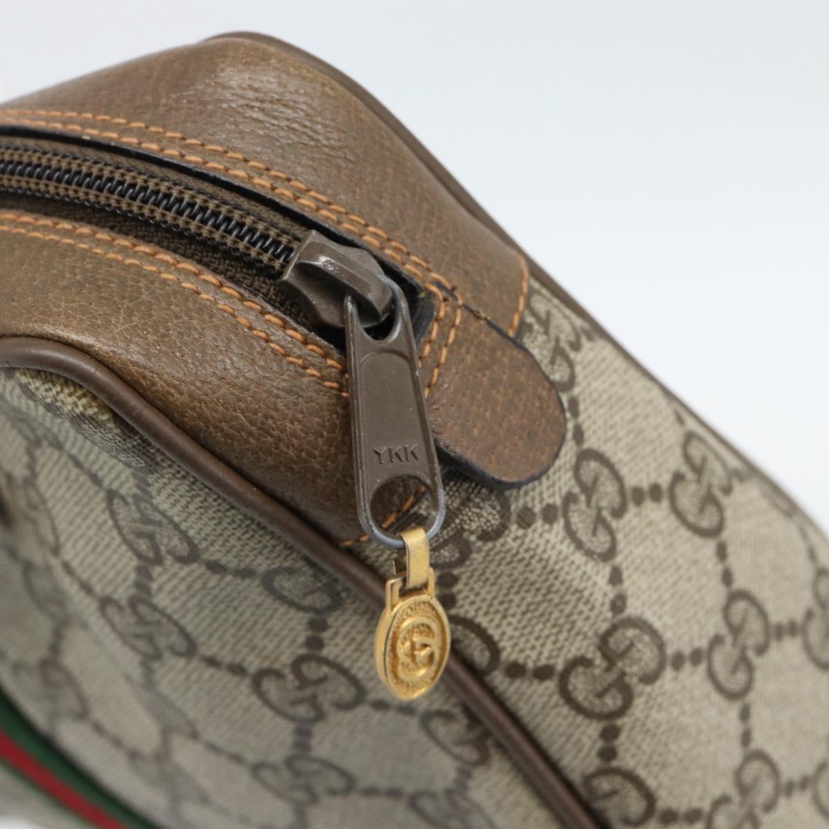GUCCI GG Supreme Web Sherry Line Bag PVC Beige Gold 89 02 055 Auth BA13525