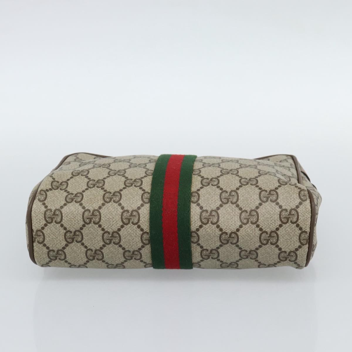 GUCCI GG Supreme Web Sherry Line Bag PVC Beige Gold 89 02 055 Auth BA13525