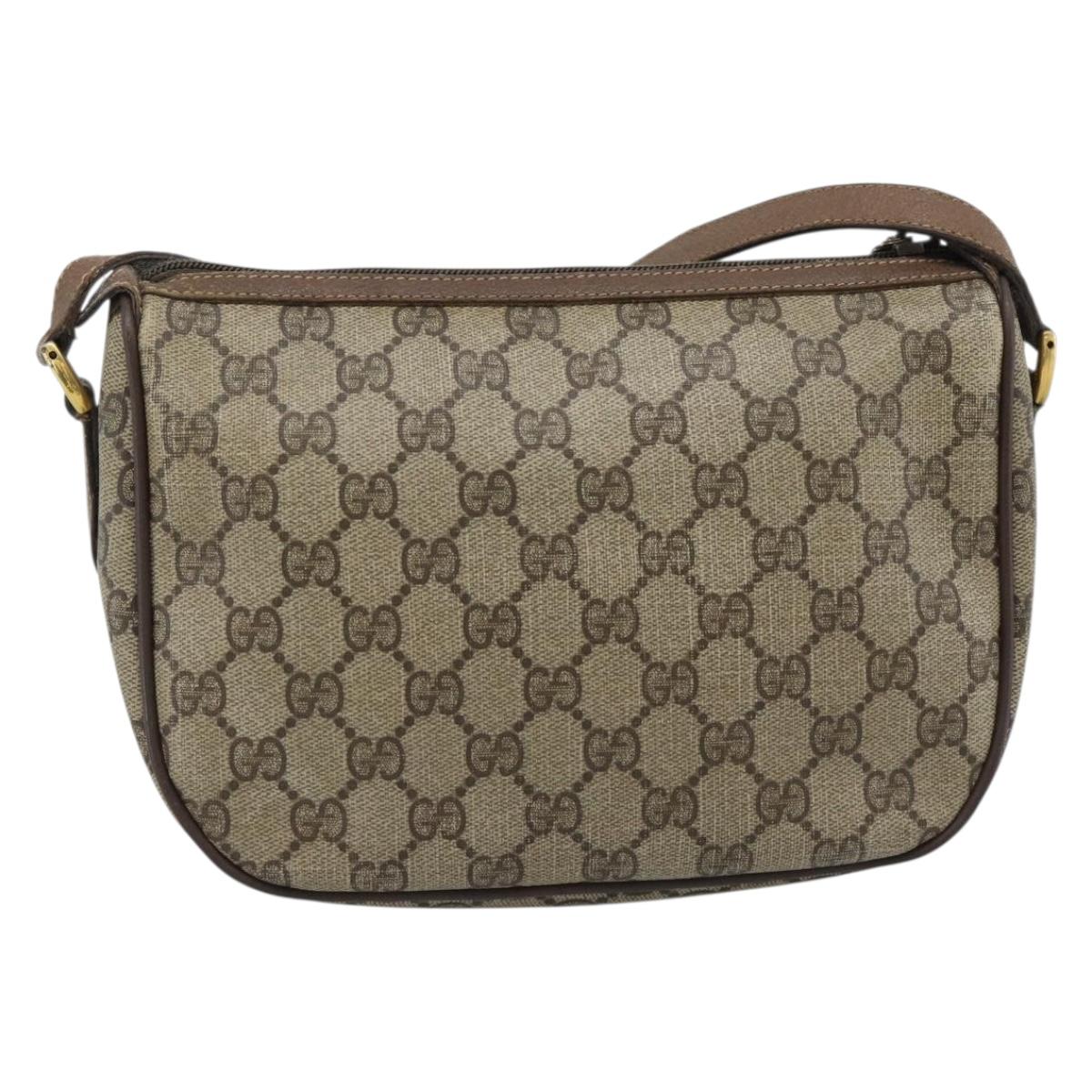 GUCCI GG Supreme Web Sherry Line Bag PVC Beige Gold 89 02 032 Auth BA13526
