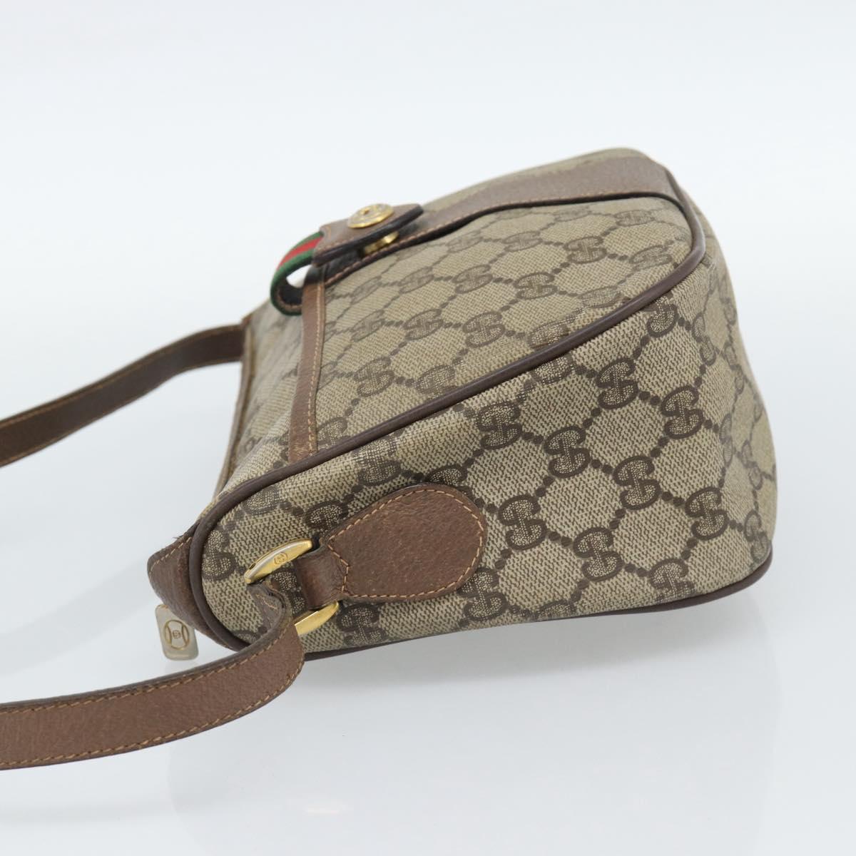 GUCCI GG Supreme Web Sherry Line Bag PVC Beige Gold 89 02 032 Auth BA13526