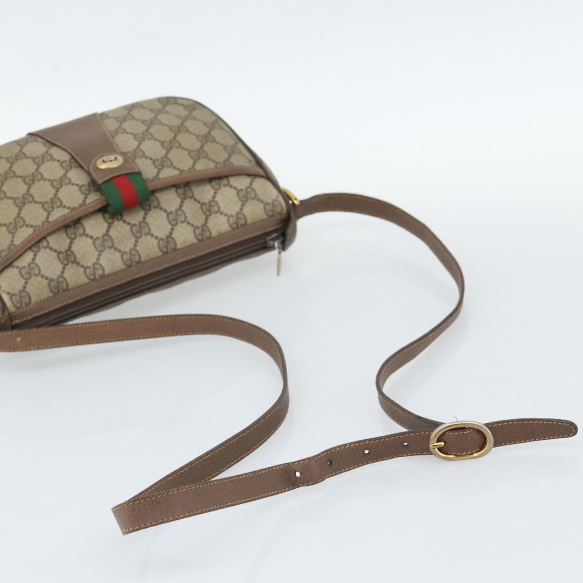 GUCCI GG Supreme Web Sherry Line Bag PVC Beige Gold 89 02 032 Auth BA13526
