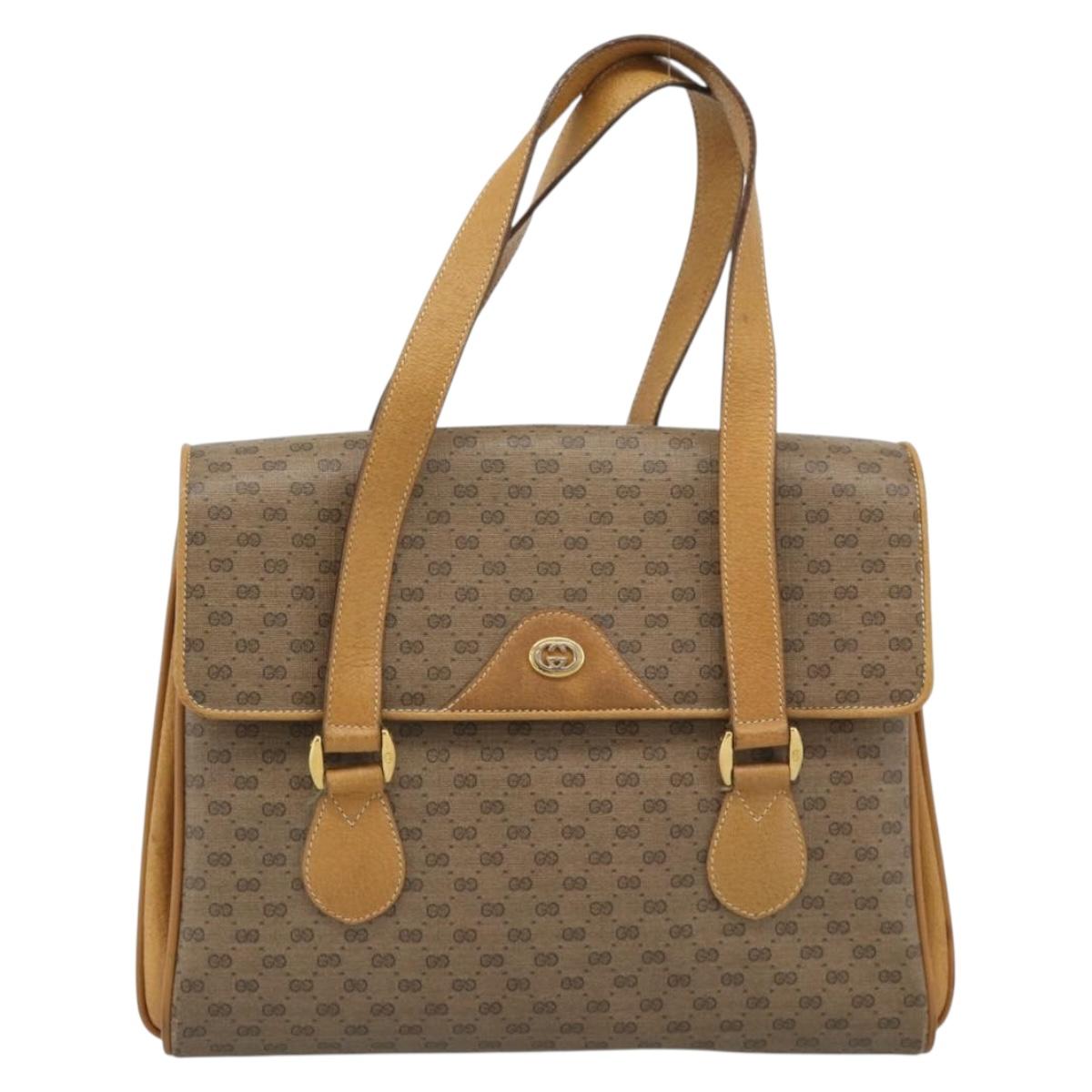 GUCCI Micro GG Supreme Tote Bag Beige Gold 116.02 080 Auth BA13527