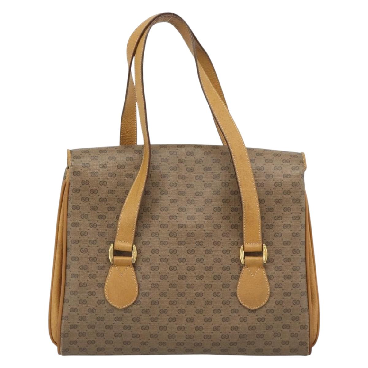 GUCCI Micro GG Supreme Tote Bag Beige Gold 116.02 080 Auth BA13527