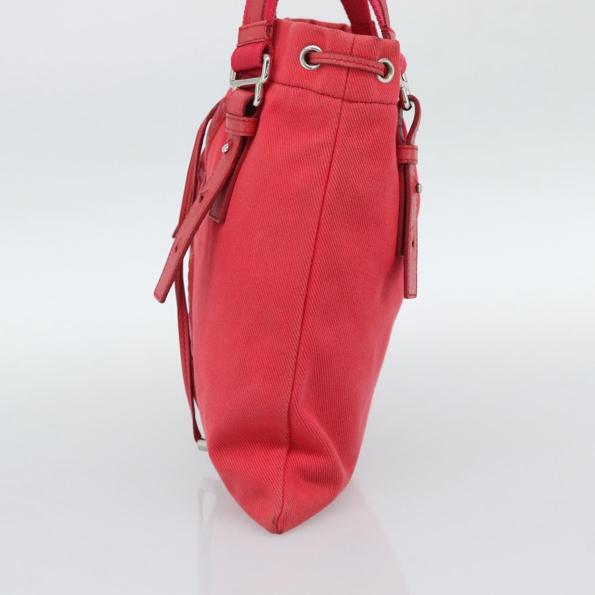 SAINT LAURENT Tote Bag Canvas Pink Silver Auth BA13528A