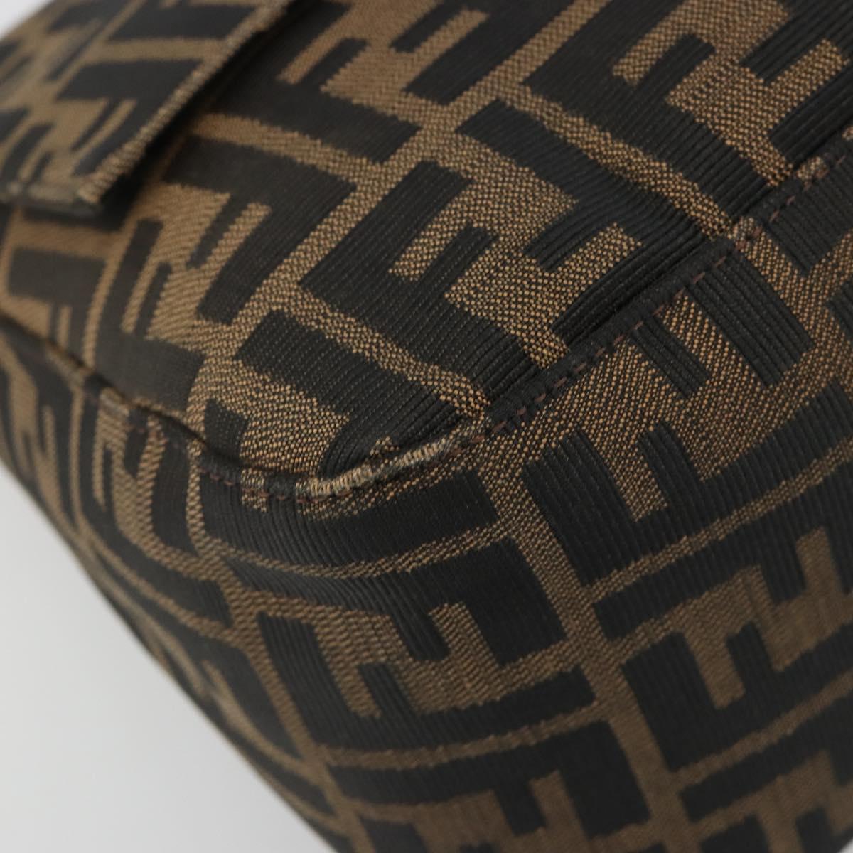FENDI Zucca Canvas Mamma Baguette Shoulder Bag Black Brown Auth BA13529V