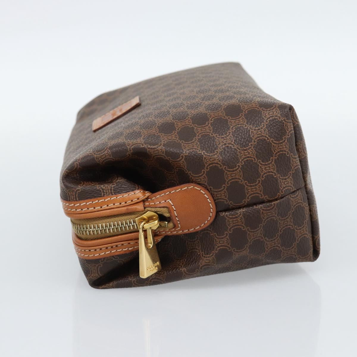CELINE Macadam Canvas Clutch Bag PVC Leather Brown Gold Auth BA13530V