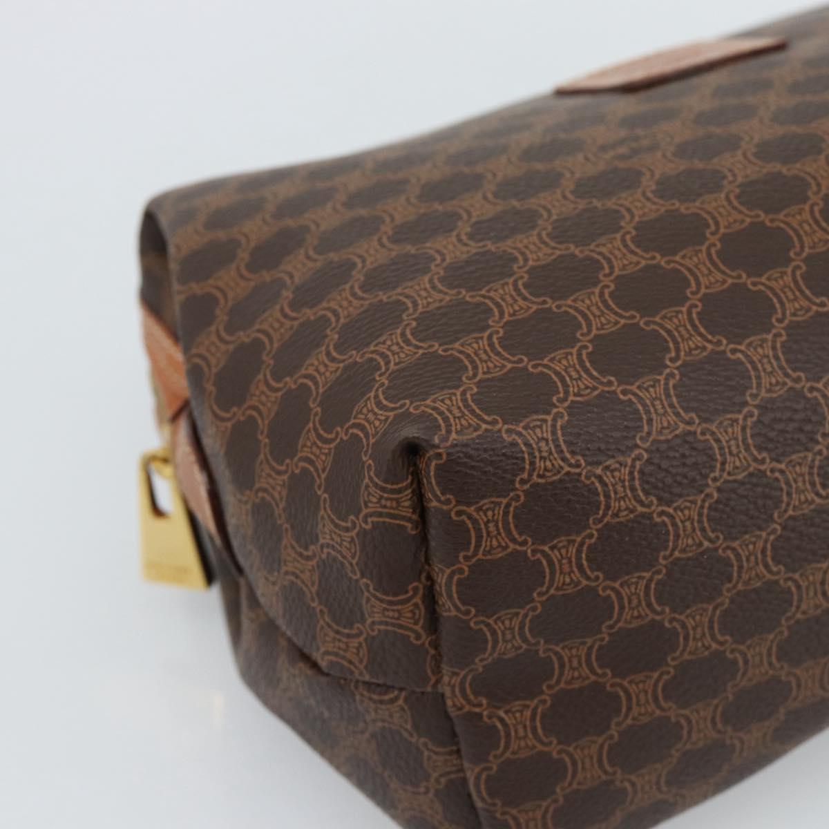 CELINE Macadam Canvas Clutch Bag PVC Leather Brown Gold Auth BA13530V