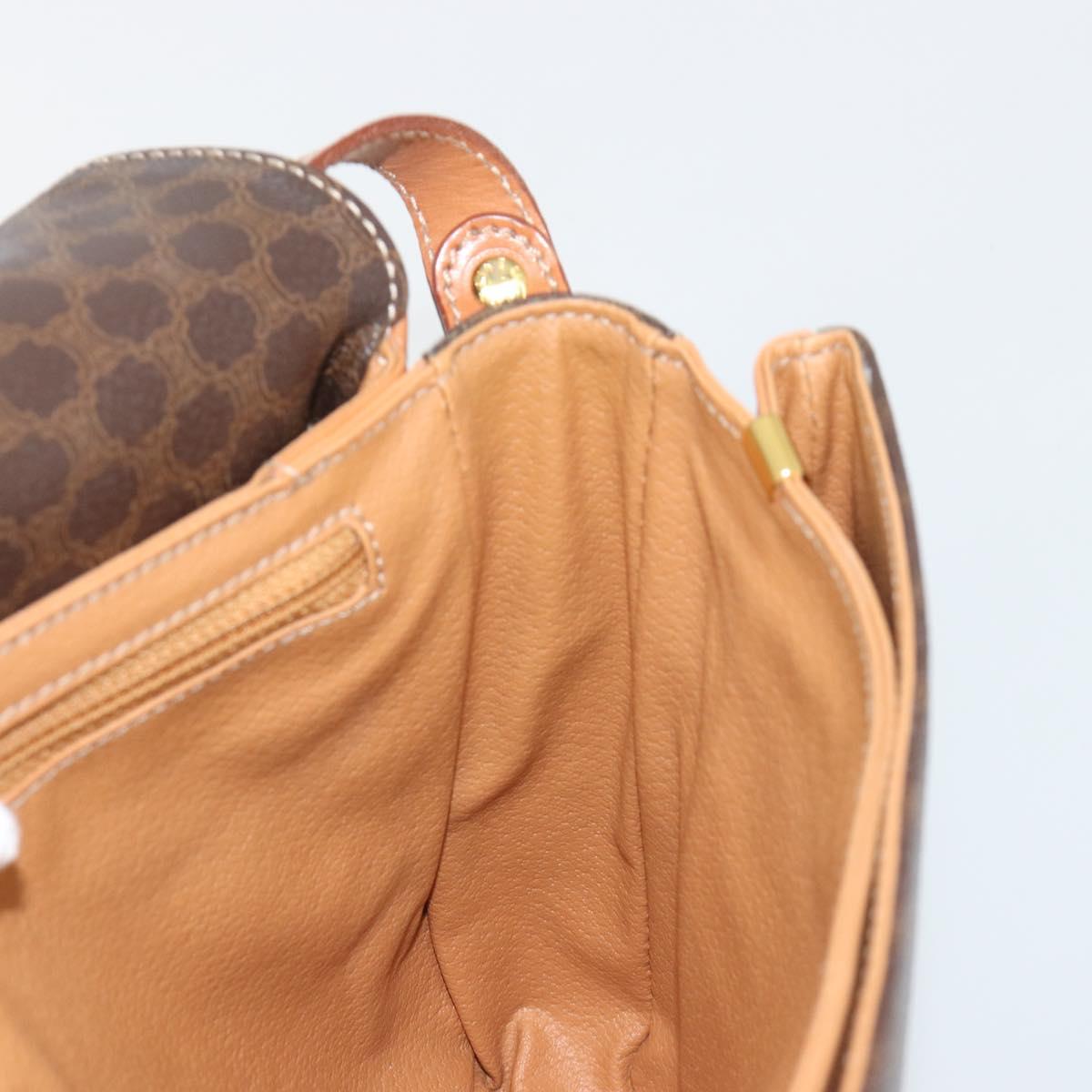 CELINE Macadam Canvas Shoulder Bag PVC Leather Brown Gold Auth BA13531V