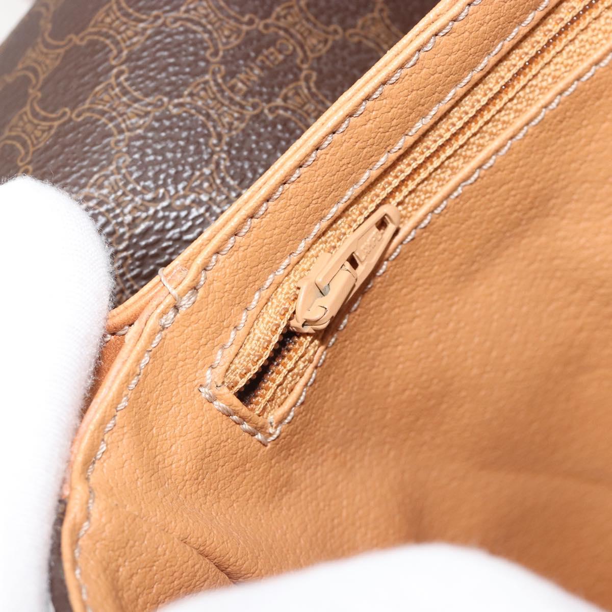 CELINE Macadam Canvas Shoulder Bag PVC Leather Brown Gold Auth BA13531V