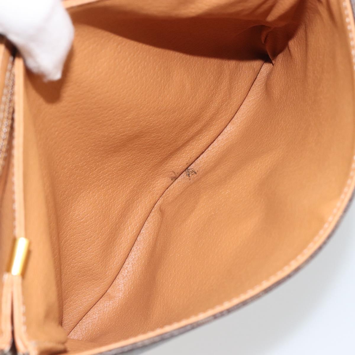 CELINE Macadam Canvas Shoulder Bag PVC Leather Brown Gold Auth BA13531V