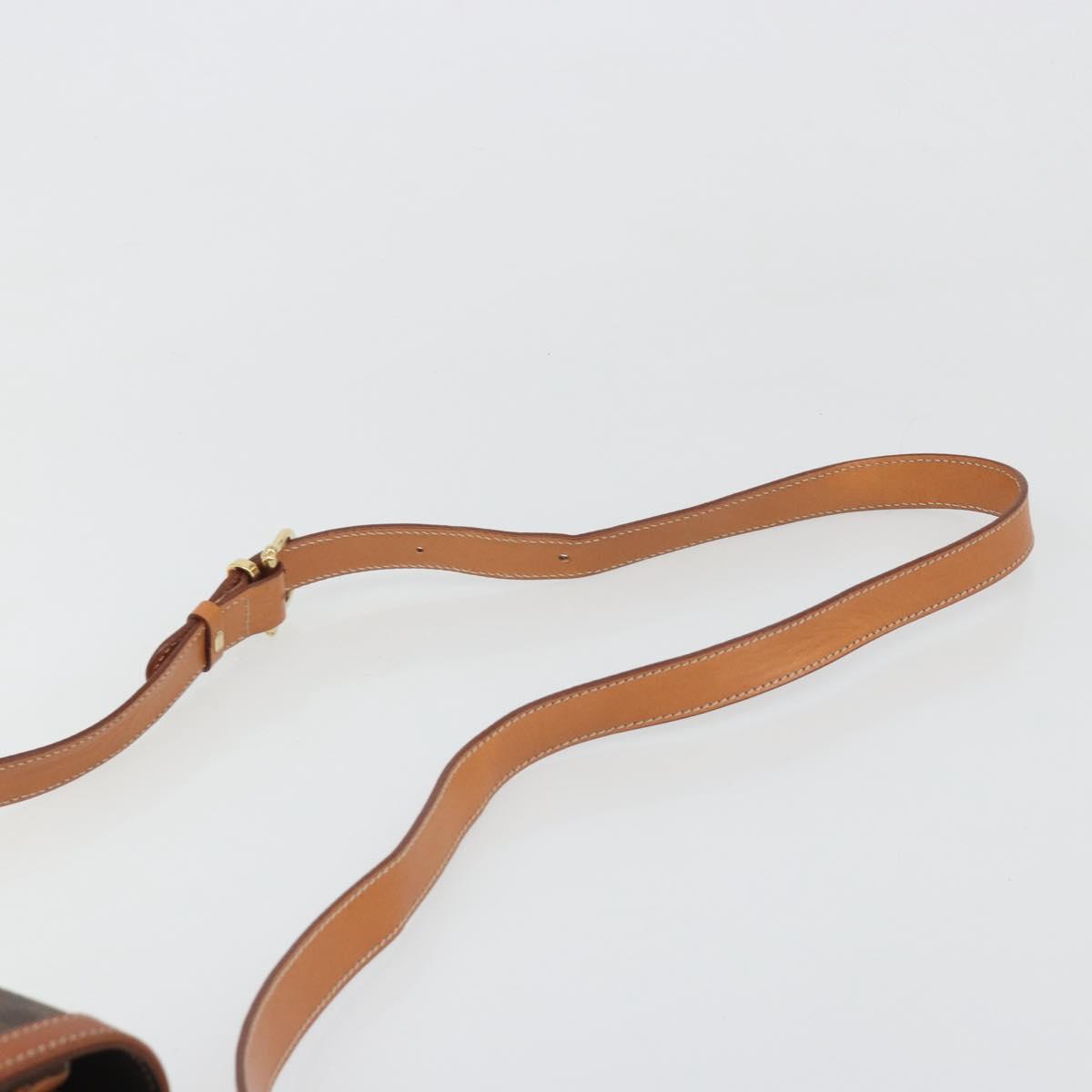 CELINE Macadam Canvas Shoulder Bag PVC Leather Brown Gold Auth BA13531V
