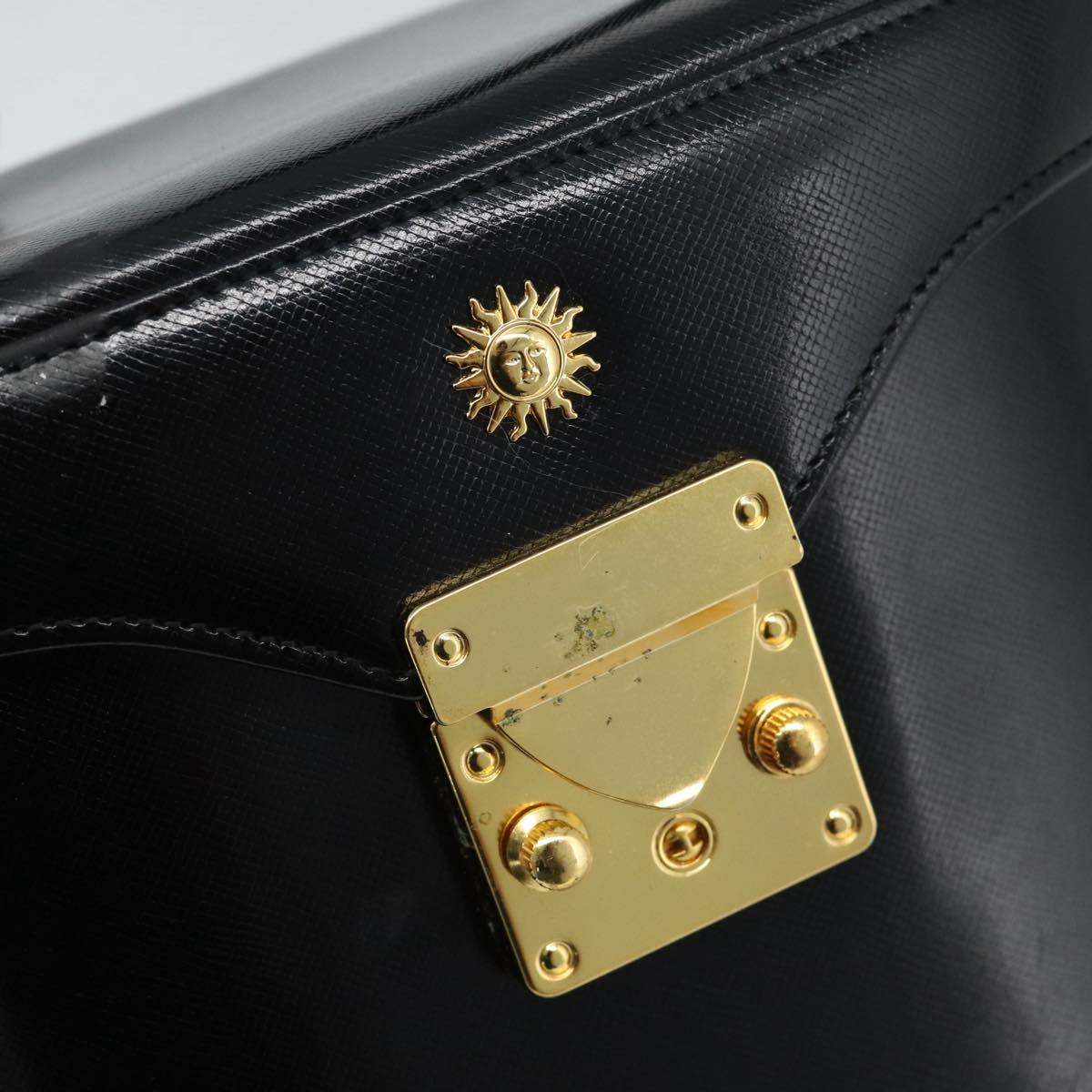 Gianni Versace Hand Bag Leather 2way Black Gold Auth BA13533A