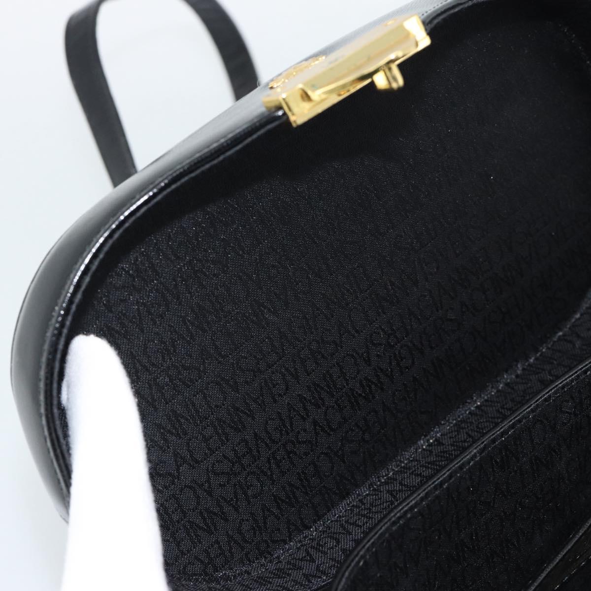 Gianni Versace Hand Bag Leather 2way Black Gold Auth BA13533A