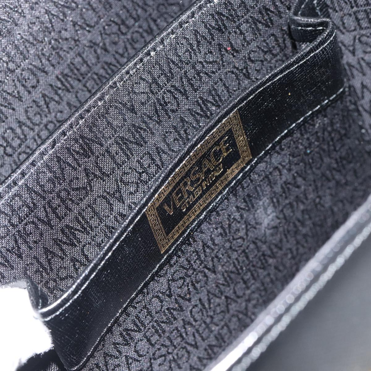 Gianni Versace Hand Bag Leather 2way Black Gold Auth BA13533A