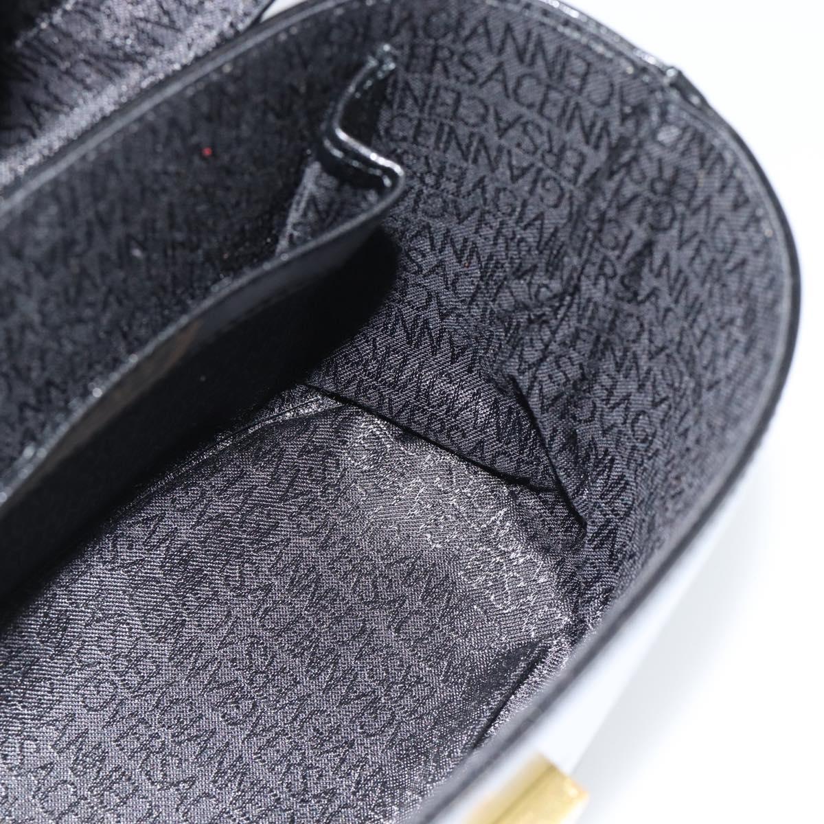 Gianni Versace Hand Bag Leather 2way Black Gold Auth BA13533A