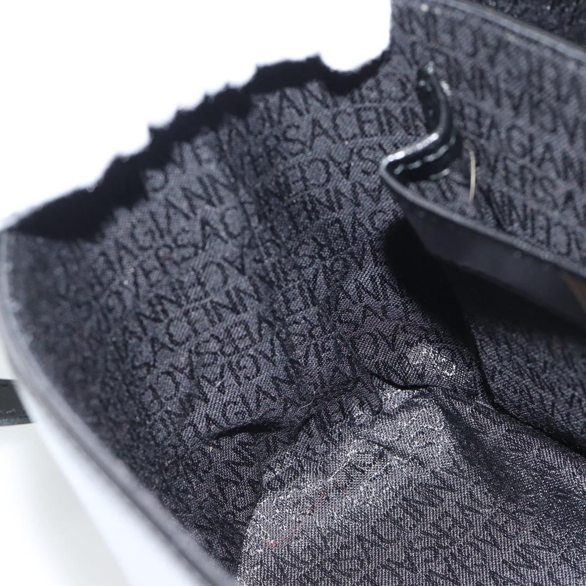 Gianni Versace Hand Bag Leather 2way Black Gold Auth BA13533A