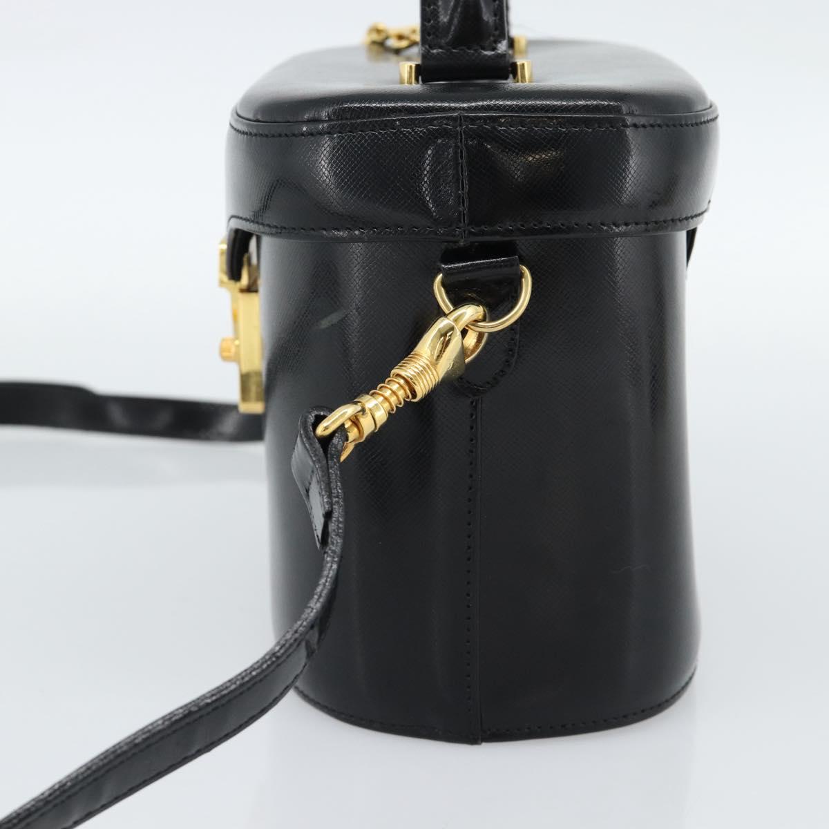 Gianni Versace Hand Bag Leather 2way Black Gold Auth BA13533A