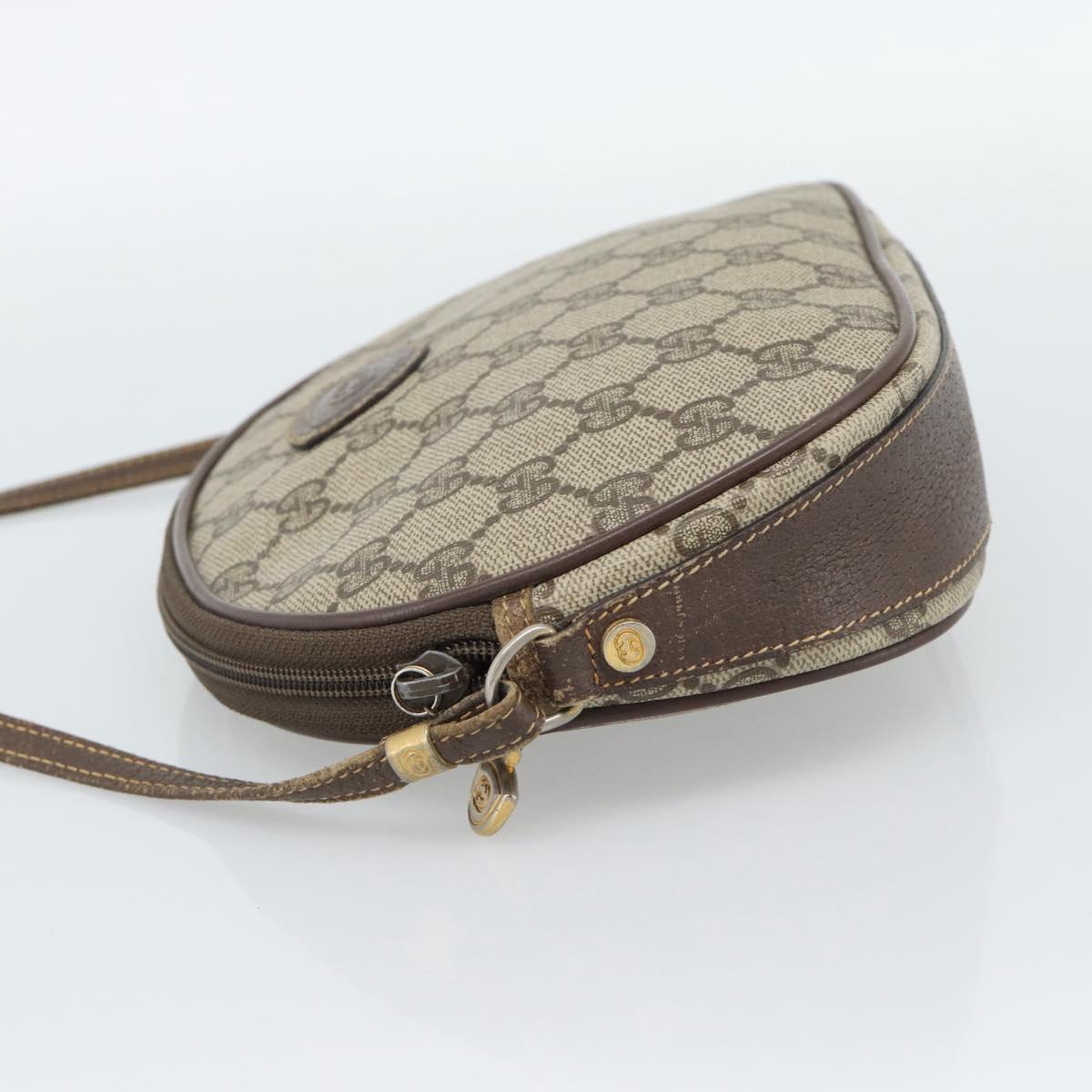 GUCCI GG Supreme Shoulder Bag PVC Beige Gold Auth BA13536