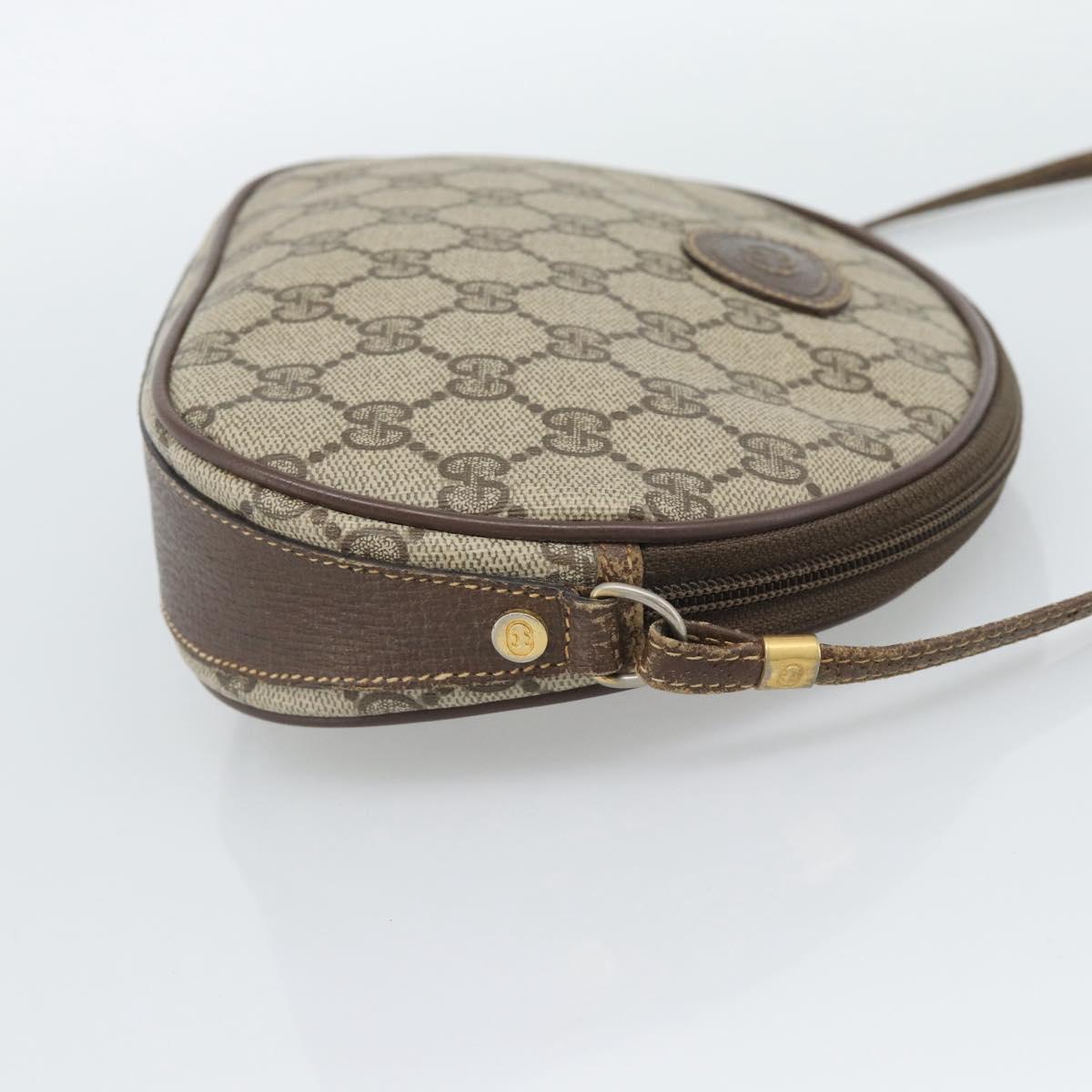 GUCCI GG Supreme Shoulder Bag PVC Beige Gold Auth BA13536