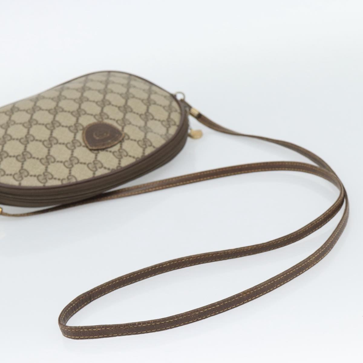 GUCCI GG Supreme Shoulder Bag PVC Beige Gold Auth BA13536