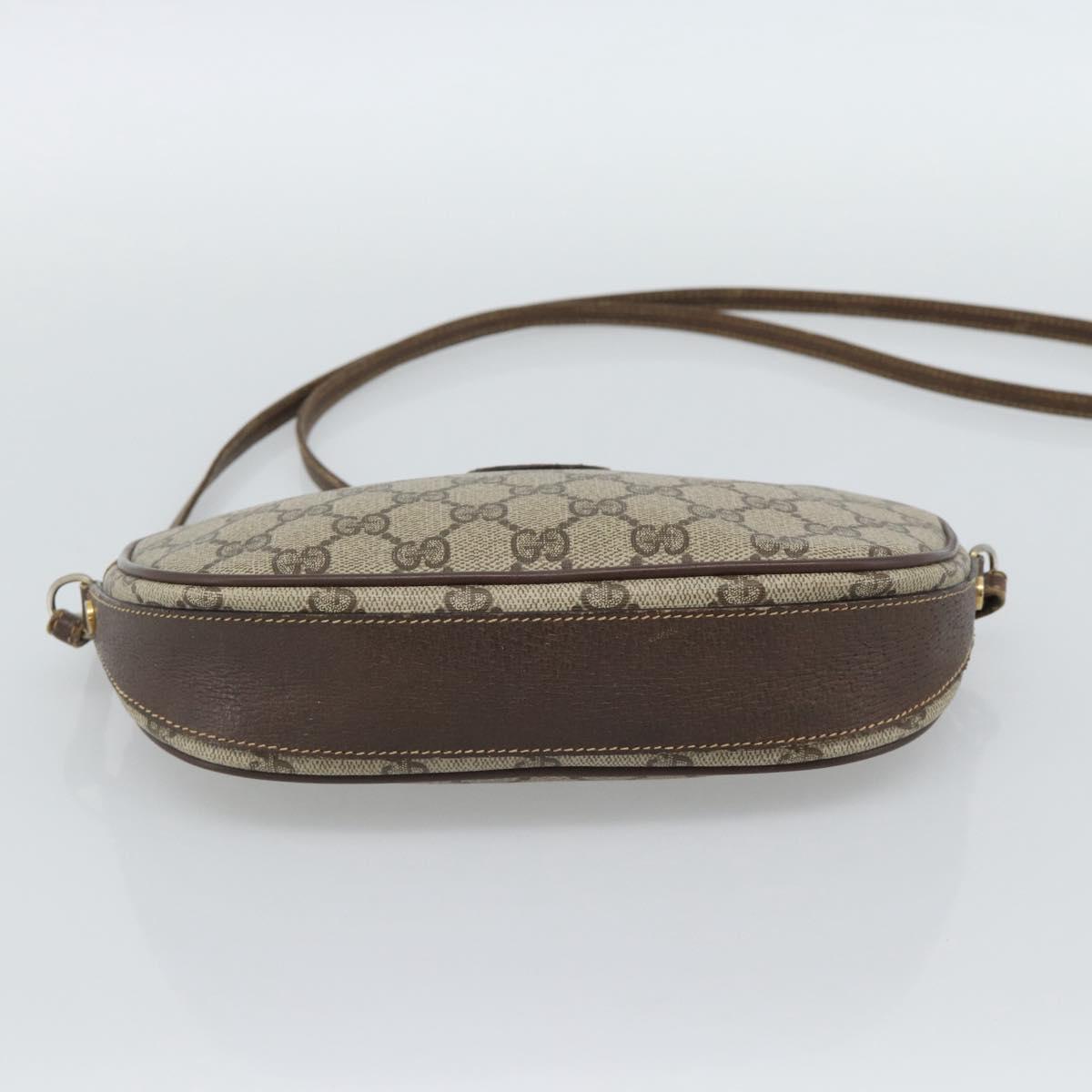 GUCCI GG Supreme Shoulder Bag PVC Beige Gold Auth BA13536