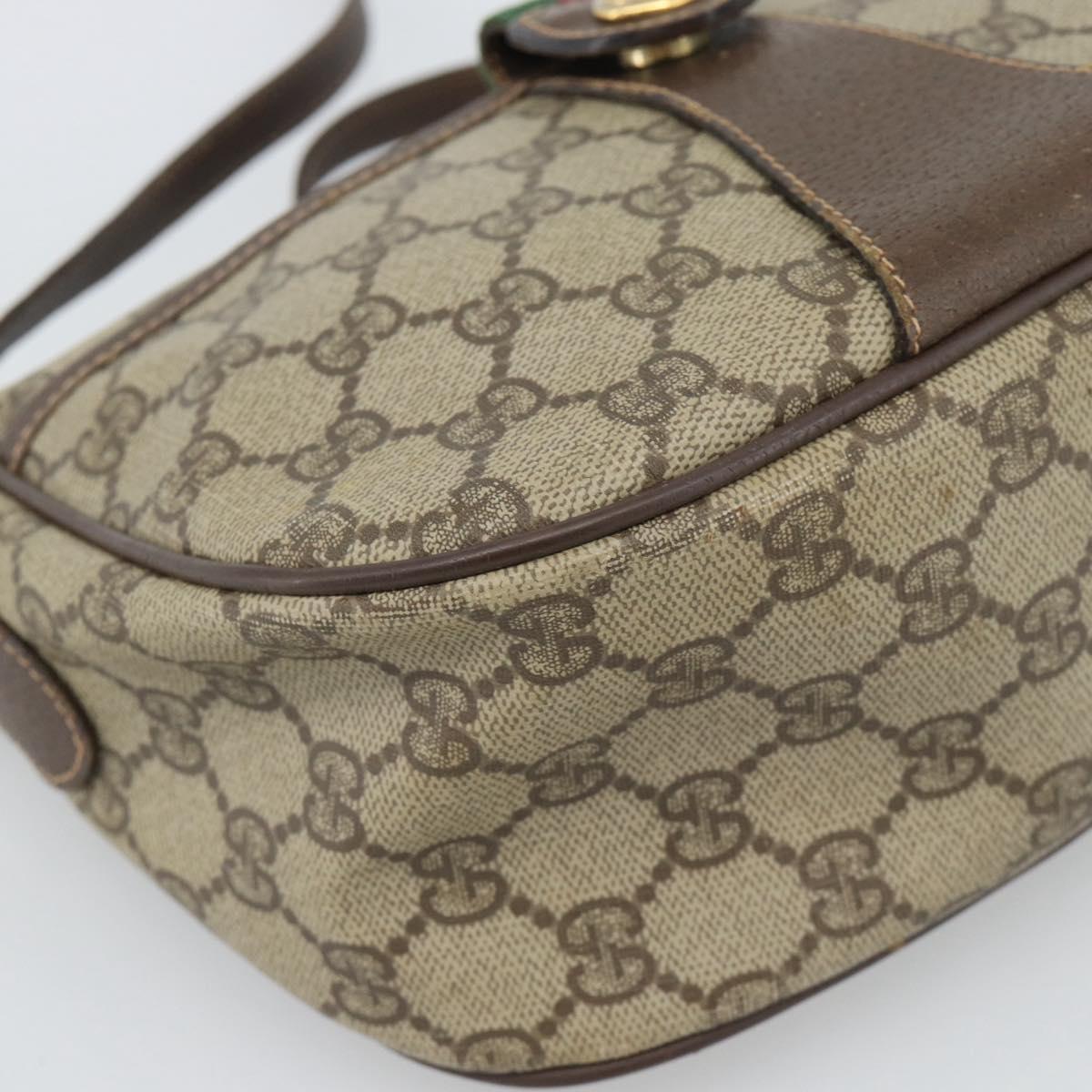 GUCCI GG Supreme Web Sherry Line Bag PVC Beige Gold 89 02 032 Auth BA13538