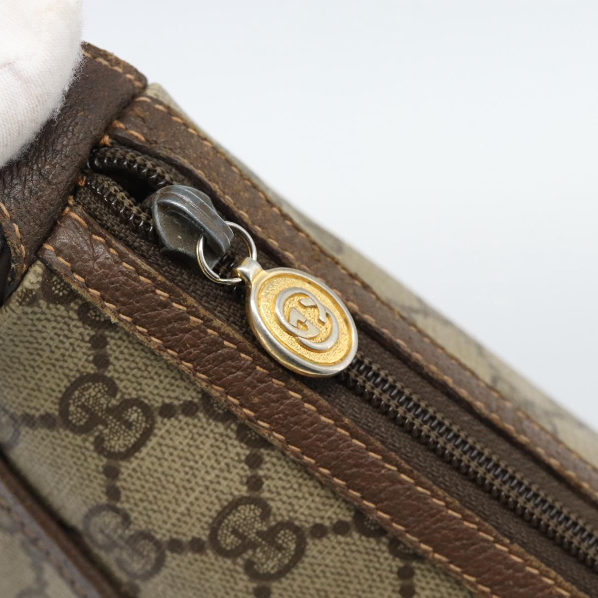 GUCCI GG Supreme Web Sherry Line Bag PVC Beige Gold 89 02 032 Auth BA13538