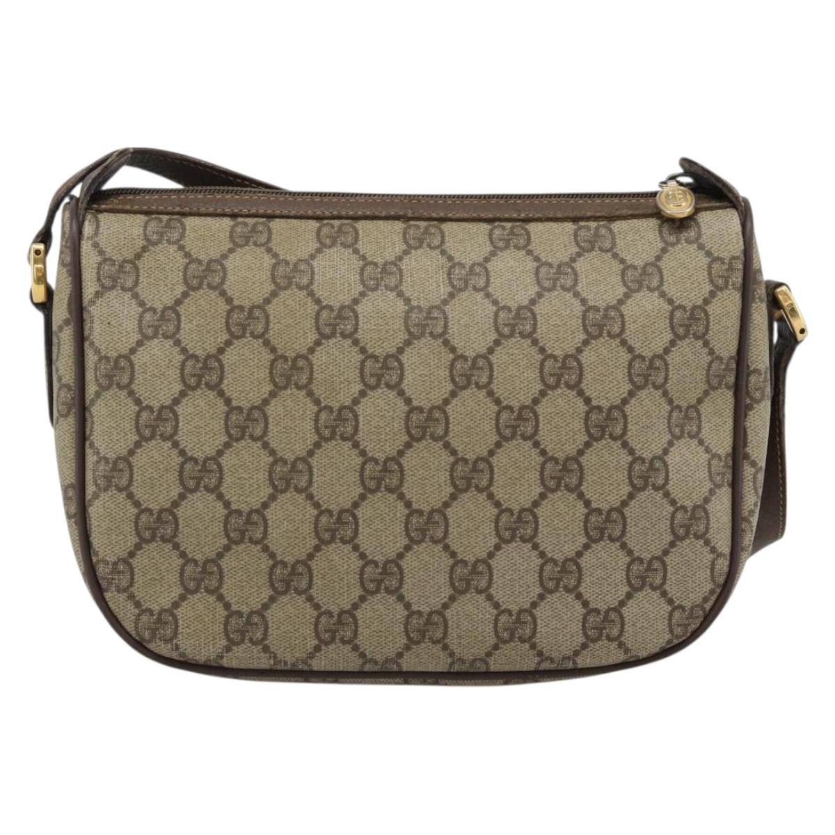 GUCCI GG Supreme Web Sherry Line Bag PVC Beige Gold 89 02 032 Auth BA13538