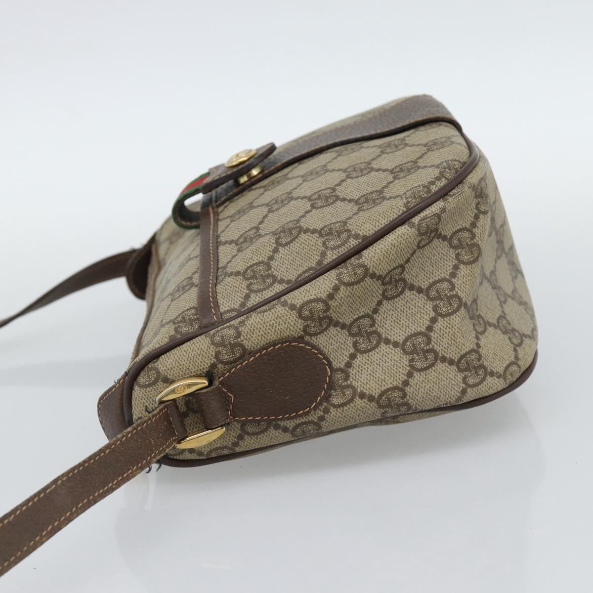 GUCCI GG Supreme Web Sherry Line Bag PVC Beige Gold 89 02 032 Auth BA13538