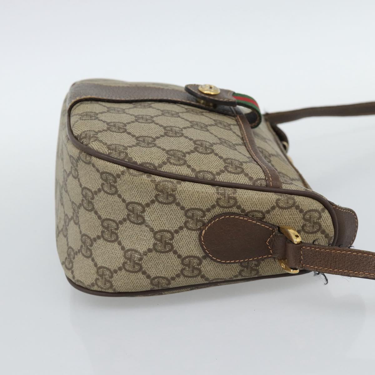 GUCCI GG Supreme Web Sherry Line Bag PVC Beige Gold 89 02 032 Auth BA13538