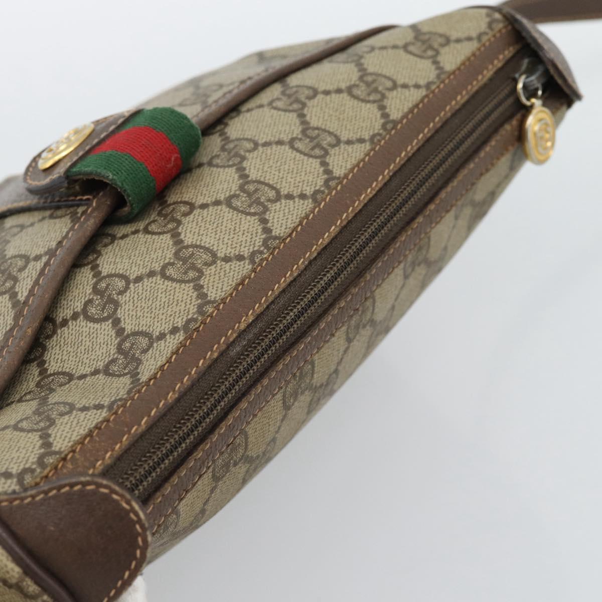 GUCCI GG Supreme Web Sherry Line Bag PVC Beige Gold 89 02 032 Auth BA13538