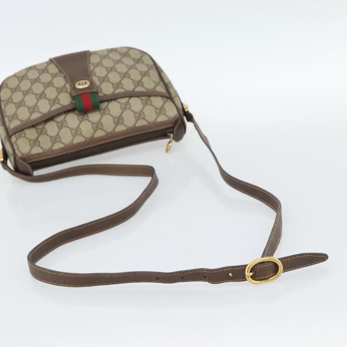 GUCCI GG Supreme Web Sherry Line Bag PVC Beige Gold 89 02 032 Auth BA13538