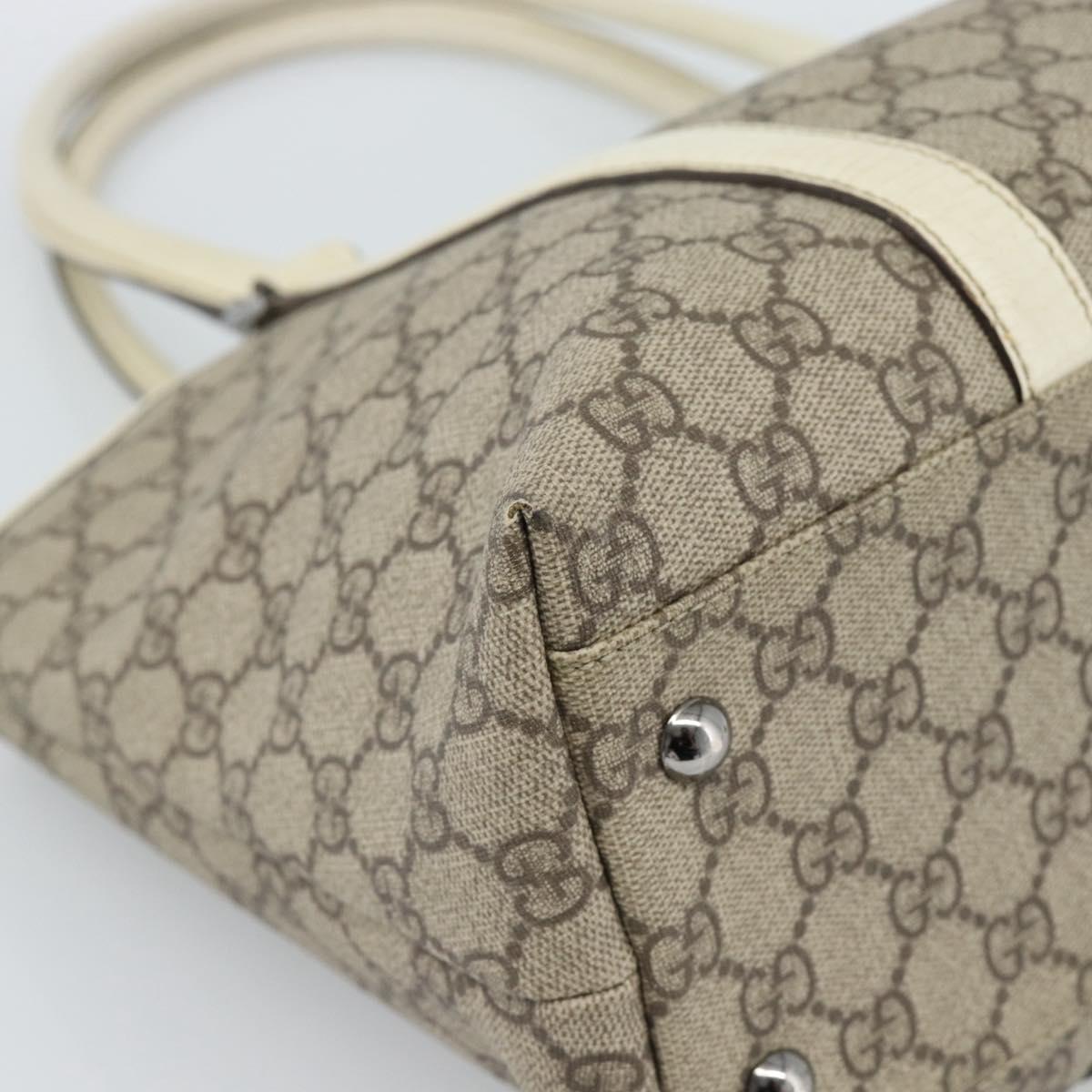 GUCCI GG Supreme Tote Bag PVC Beige Silver 114595 Auth BA13541