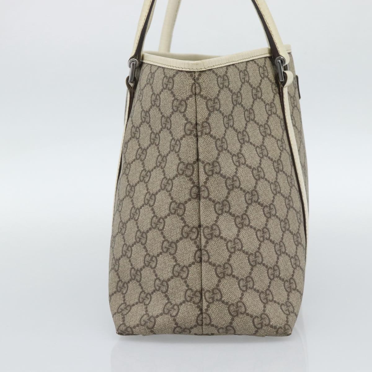 GUCCI GG Supreme Tote Bag PVC Beige Silver 114595 Auth BA13541