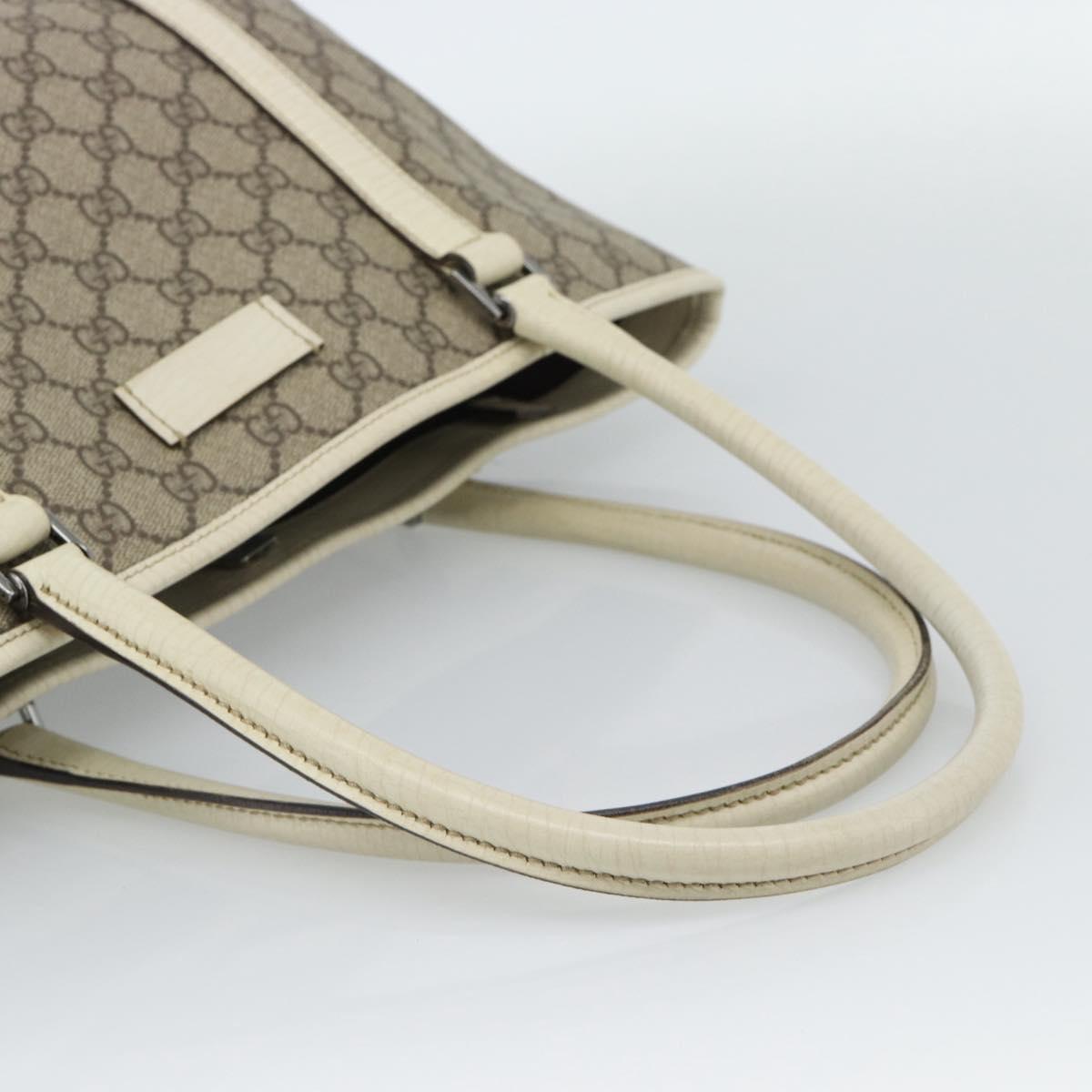 GUCCI GG Supreme Tote Bag PVC Beige Silver 114595 Auth BA13541